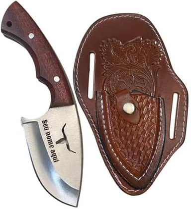 Faca Campeira Unha de Onça Personalizada com Bainha de Couro