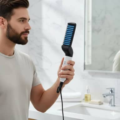 Alisador Barba Cabelo Rápido Multifuncional – Escova Térmica Bivolt