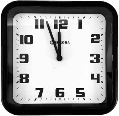 Relógio De Parede Eurora Cozinha Sala Quadrado Preto 6540