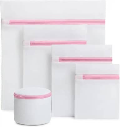 Kit 5 Sacos de Lavar Roupas Delicadas na Máquina de Lavar | Perfeito para Roupas Íntimas e Peças Finas | Cestinho de Proteção para Lingeries | Zíper Reforçado - Premium