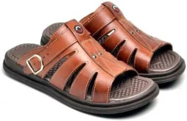 Sandália Masculina em Couro Legítimo, Ortopédica, Confortável, Anti Stress, Estilo Franciscana, Uso Diário