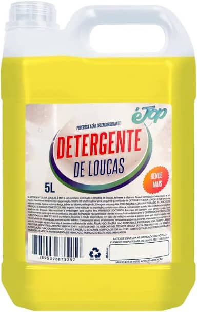 Detergente Líquido Lava Louças Neutro É Top, Galão 5L