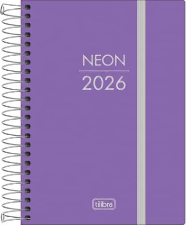 Tilibra - Agenda Espiral Diária 11,7x 16,4 cm Neon 2026 - Roxa