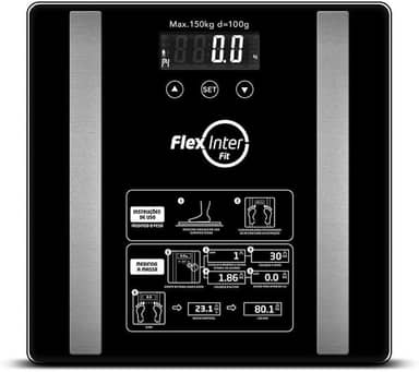 Balança Digital Corporal bioimpedância Simple Banheiro até 180kg Vidro Temperado - FlexInter