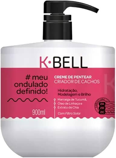 K-BELL Meu Ondulado Definido Creme de Pentear 900ml – Alta Performance, Hidratação e Controle de Frizz para Cabelos Tipo 2