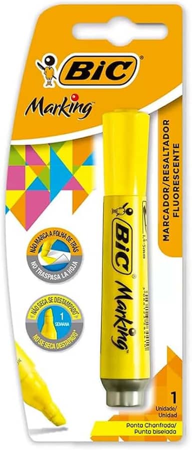 BIC, Marca Texto, Marking, Amarelo Fluorescente, 1 Unidade