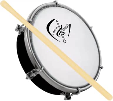 Tamborim 6 Pol. Abs Pele Leitosa C/Baqueta Madeira e Chave de Afinação - Web Music Shop (BK)