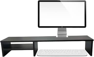 Suporte Para Monitor Elevado Mesa Home Office Setup Gamer Organizador MDF 80cm (Preto)