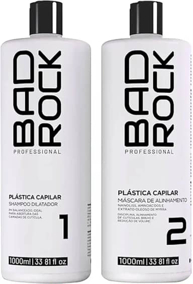 Bad Rock Plástica Capilar - Kit Escova Progressiva Orgânica Nanotecnologia 2x 1L