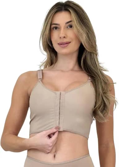 Kit 2 Sutiãs de Alça Pós-Cirúrgicos, Alças Ajustáveis, Abertura Frontal, Alta Sustentação, para Mamoplastia e Mastectomia