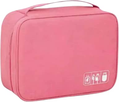 Bolsa Organizador de Cabos e Fios Acessórios Eletrónicos para Viagem a Prova de Água Estojo Necessaire Organizadora com Divisórias Multifuncional Carregadores Video Game Câmeras (Rosa)