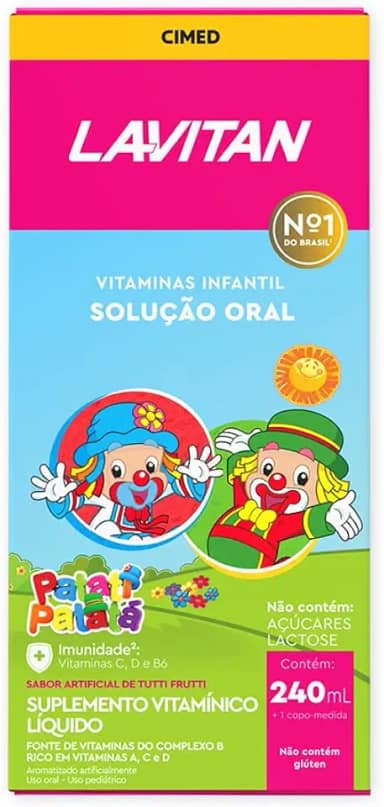Vitamina Infantil Solução Oral Tutti Frutti, Rosa, Lavitan, 240 ml