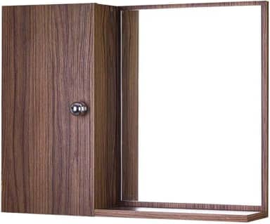 Armário Para Banheiro Com Espelho Cor De Madeira Escura