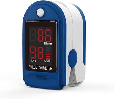 Oxímetro Digital de Dedo com Tela LED – Medidor de Saturação de Oxigênio (SpO₂) e Batimentos Cardíacos – Leve, Portátil e Preciso – Ideal para Uso Doméstico, Esportivo e Profissional