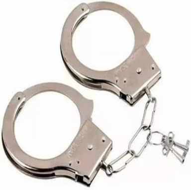 Algema Profissional de Metal, Cromada, com Corrente e Chaves, para Fantasia de Carnaval