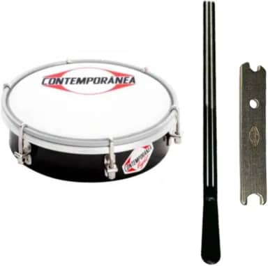 Tamborim Contemporânea Profissional Plástico Nylon e Baqueta