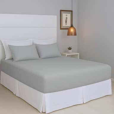 Jogo de Lençol Queen Malha 100% Algodão Liso com Elástico 3 peças Toque Macio Top (Cinza)