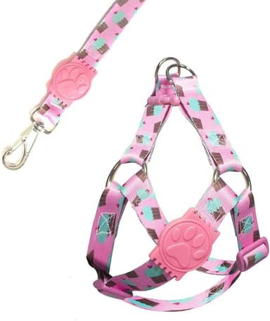 MY PET BRASIL Peitoral Para Cachorros M Ajuste Fácil No Corpo Do Pet Cupcake Coleira Peitoral Regulável Confortável E Resistente Rosa