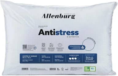 Altenburg Travesseiro Antistress, 50 x 70 cm, Branco, Suporte Médio, Fios de Carbono