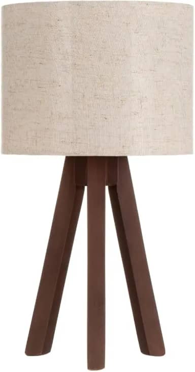 Abajur De Madeira Rustico Tripe Luminaria De Mesa, para Sala, Quarto, Escritório, Varanda - Estilo Industrial e Campestre(Tripé Imbuia/Linho claro)