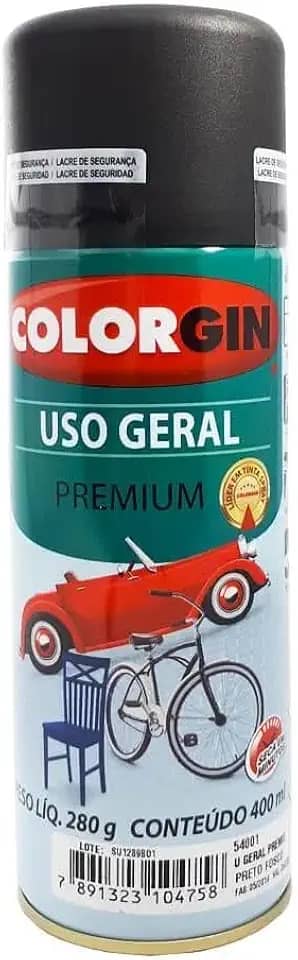 Colorgin Automotivo Spray 350 ml Preto Fosco