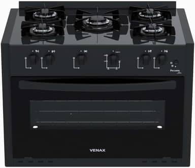 Fogao de Embutir 5 Bocas Venax Picasso Line Preto Fosco Gas Glp
