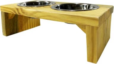 Luppet Comedouro para Cães e gatos Toronto Elevado e com potes de Inox M, 45x22x18cm