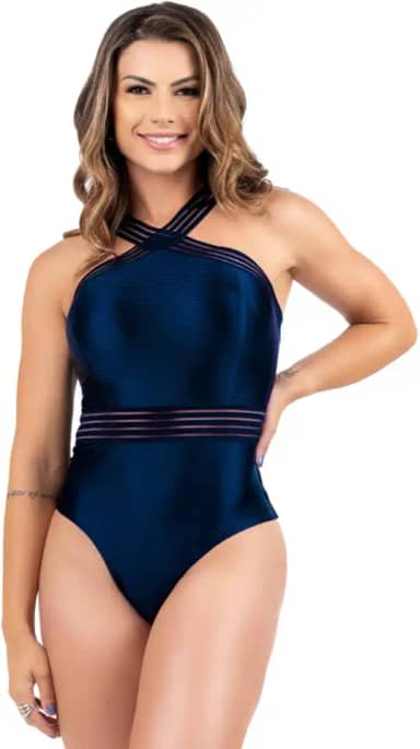 Maiô Body Modelador Afina Cintura Silhueta Levanta Bumbum Confortável Detalhes Lindos Com Fita Transparente Praia Piscina Casual Natação