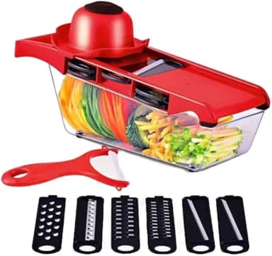 Ralador e Fatiador de Legumes Mandoline Multifuncional em Aço Inox – Ajustável, Seguro e Fácil de Limpar