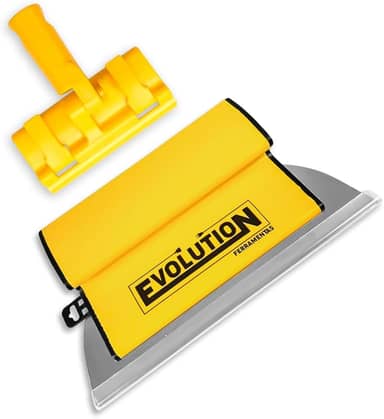 Desempenadeira Berox para massa acrílica 25 cm em Aço Inoxidável Evolution + Suporte Alongador para Massa Corrida e Textura Kit Profissional - Amarelo