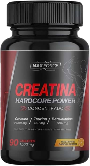 Creatina Mastigável Primeira Do Brasil + Taurina + Beta Alanina 90 Tabletes Sabor Laranja 1500mg