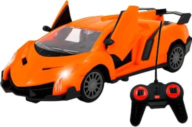 Carrinho Controle Remoto Brinquedo Abre A Porta 7 Funções Premium Infantil (LARANJA)
