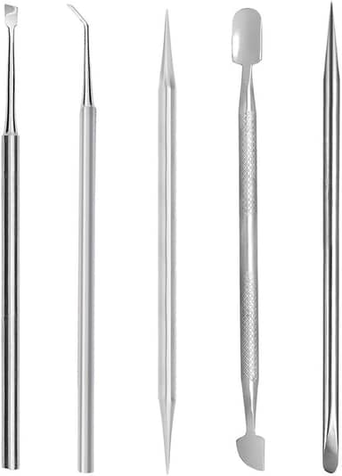 Kit Manicure Profissional 5 Itens Espátulas Palitos Aço Inox Pedicure Podologia Cutemax