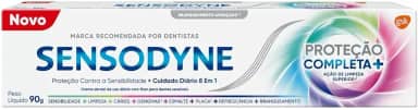 Sensodyne Creme Dental para Sensibilidade Proteção Completa com Flúor, 8 em 1, 90g