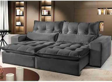 Sofá Máximo 4 Lugares Retrátil Reclinável 2.50m Veludo Mundial Estofados