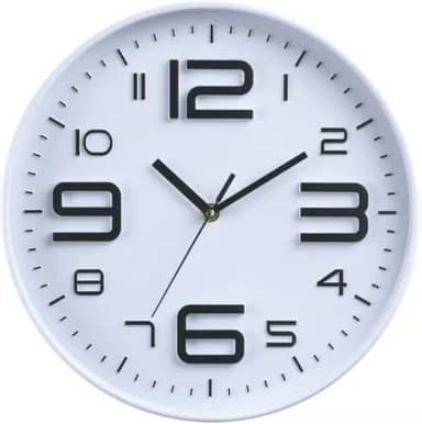 Relógio de Parede Minimalista Moderno Cozinha Quarto Sala Escritório 25cm x 4cm Decoração de Parede Organização Enfeites Utilidades Domésticas (BRANCO E PRETO)