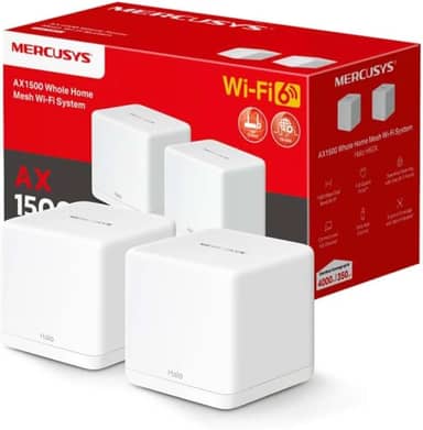 [Novo 2025] MERCUSYS Halo H60X (2-pack) - Sistema WiFi 6 Mesh AX1500, 3 portas Gigabit Ethernet, conecta até 150 dispositivos, controle dos pais, cobertura de até 550 m², configuração fác