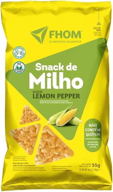Snack de Milho Lemon Pepper 55g Vegano Sem Glúten FHOM