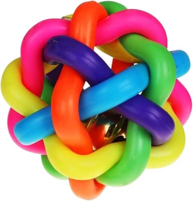 Mordedor Pet Bolinha Trançada com Guizo para Cães e Gatos Diâmetro de 5 cm Material Borracha Colorida