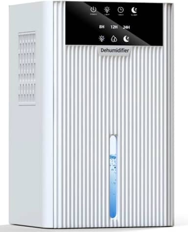 Desumidificador de Ar Ultra Silencioso, 2200ml, Branco, 25W, 7 Cores LED, Modo Noturno, Controle de Umidade para Quarto, Banheiro e Sala