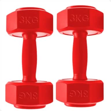 Par de Halteres Pesos 3kg Sextavado Vermelho Antiderrapante Revestido deal para Treino em Casa, Academia, Musculação, Mulheres, Iniciantes, Fisioterapia e Fortalecimento Muscular