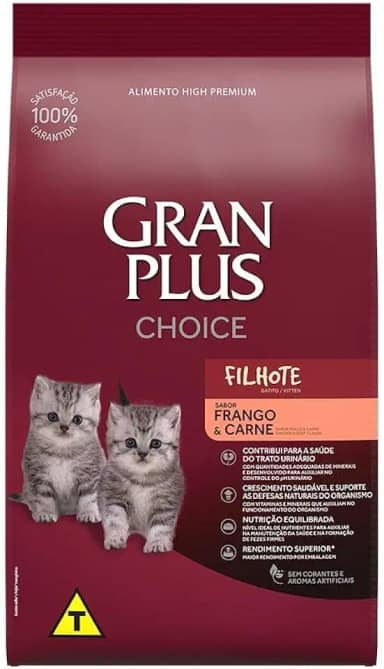 Gran Plus Ração Choice Para Gatos Filhotes Sabor Frango E Carne 10 1Kg