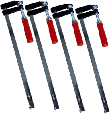 Kit 4 Grampos Sargentos Para Marceneiro 12pol. 300mm Tipo F Cabo de Madeira Carpiteiro Niquelado Aço