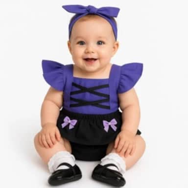 Romper Bruxinha para Bebê com Tiara fantasia Halloween