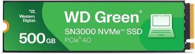 Western Digital SSD interno 500GB WD Green SN3000 NVMe - Unidade de estado sólido - PCIe Gen4, M.2 2280, até 5.000 MB/s - WDS500G4G0E