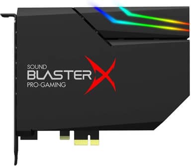 Creative Sound BlasterX AE-5 Hi-res SABRE32 Ultra-Class 32-bit/384kHz Placa de som para jogos PCIe e DAC com 1 fita de LED RGB, até 122dB SNR, fone de ouvido discreto Xamp Bi-amp, Option 1: Black with DDL and DTS