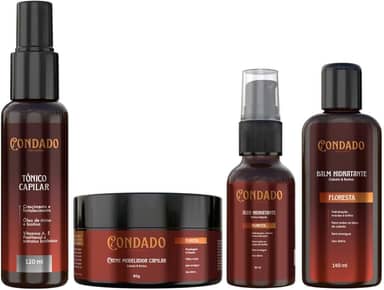 Kit Fortificante Tônico Capilar Creme Óleo Barba Balm Masculino Crescimento Cabelo Bigode (Floresta (Amadeirado))