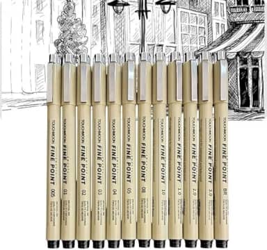 Conjunto 12 Canetas Nanquim Profissionais à Prova d’Água – Pontas 0.2 a 3.0mm | Kit Nankin para Mangá, Desenho Técnico, Lettering, Brush Pen e Caligrafia – Traço Preciso Secagem Rápida