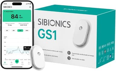 SIBIONICS CGM GS1 – Monitor de Glicose Contínuo 14 dias | 288 Leituras/dia | Sem Escaneamento | Bluetooth | Relatórios AGP | IP28 à prova d’água | Aplicador Indolor