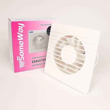 Exaustor Residencial Para Banheiro Cozinha Duto 6" Bivolt Potência De 18W Silencioso 15cm Com Tela Anti-Inseto